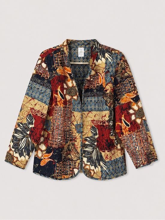 Alfred Dunner Jackets & Blazers - Womens Floral Patchwork Quilted Jacket Size 18W Bohemian Cottage Country New